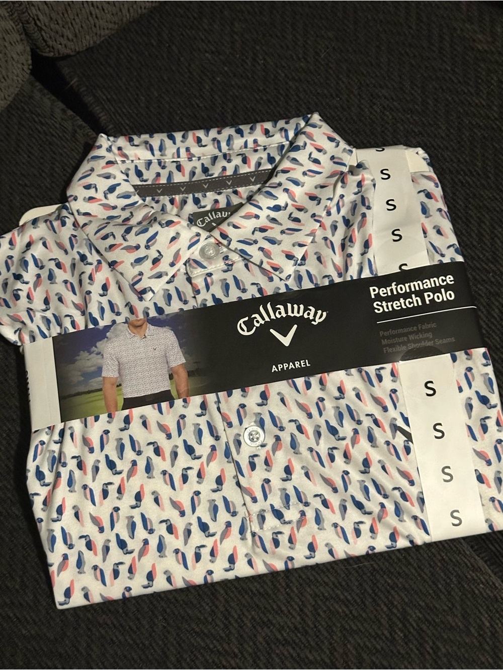 Callaway Men’s White Polo with Blue & Pink Shoe Print